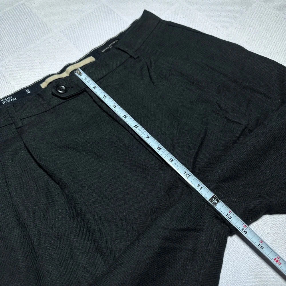 NEW Banana Republic Relaxed Wide Leg Pant 34x32 Pleated Linen Cotton Herringbone